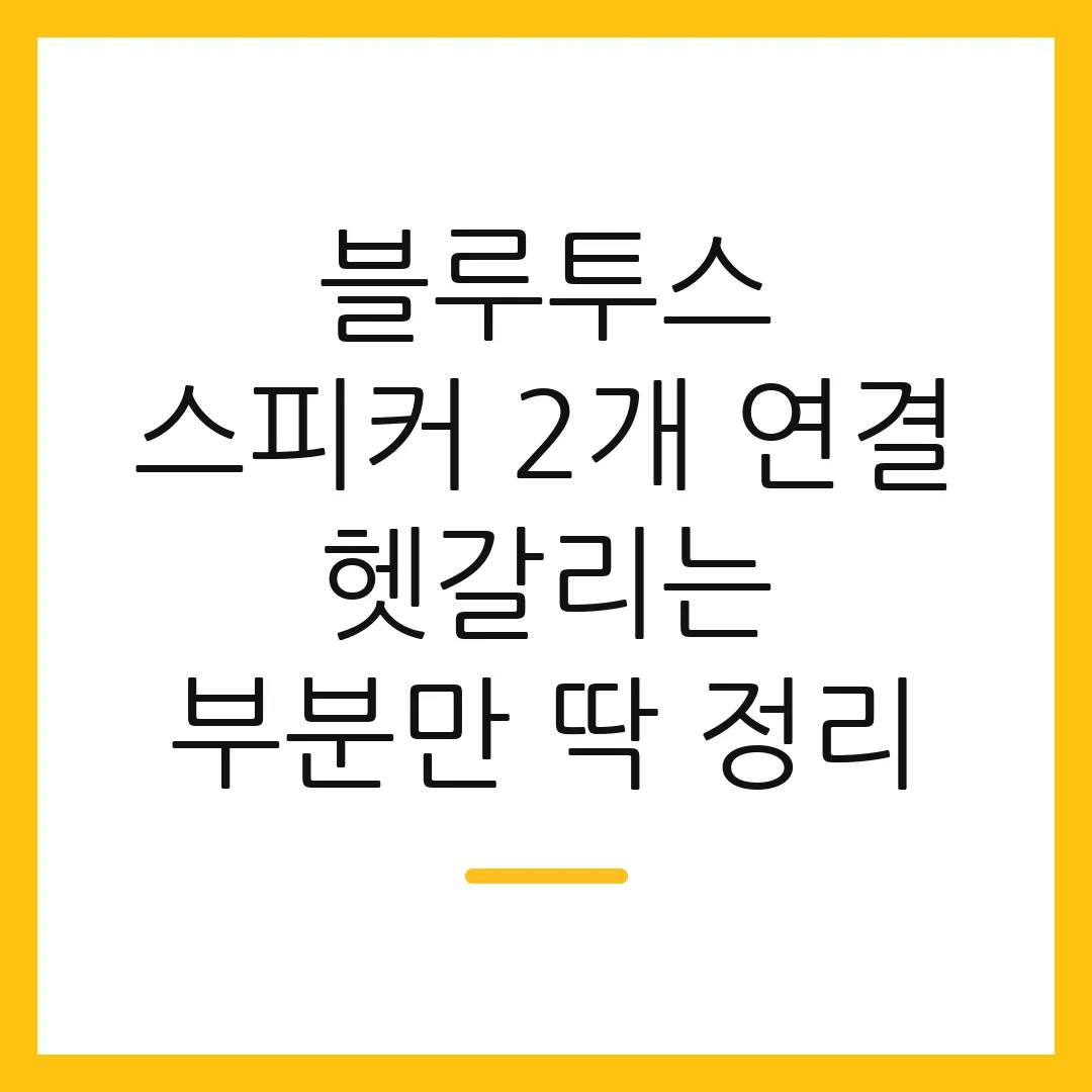블루투스 스피커 2개 연결 헷갈리는 부분만 딱 정리