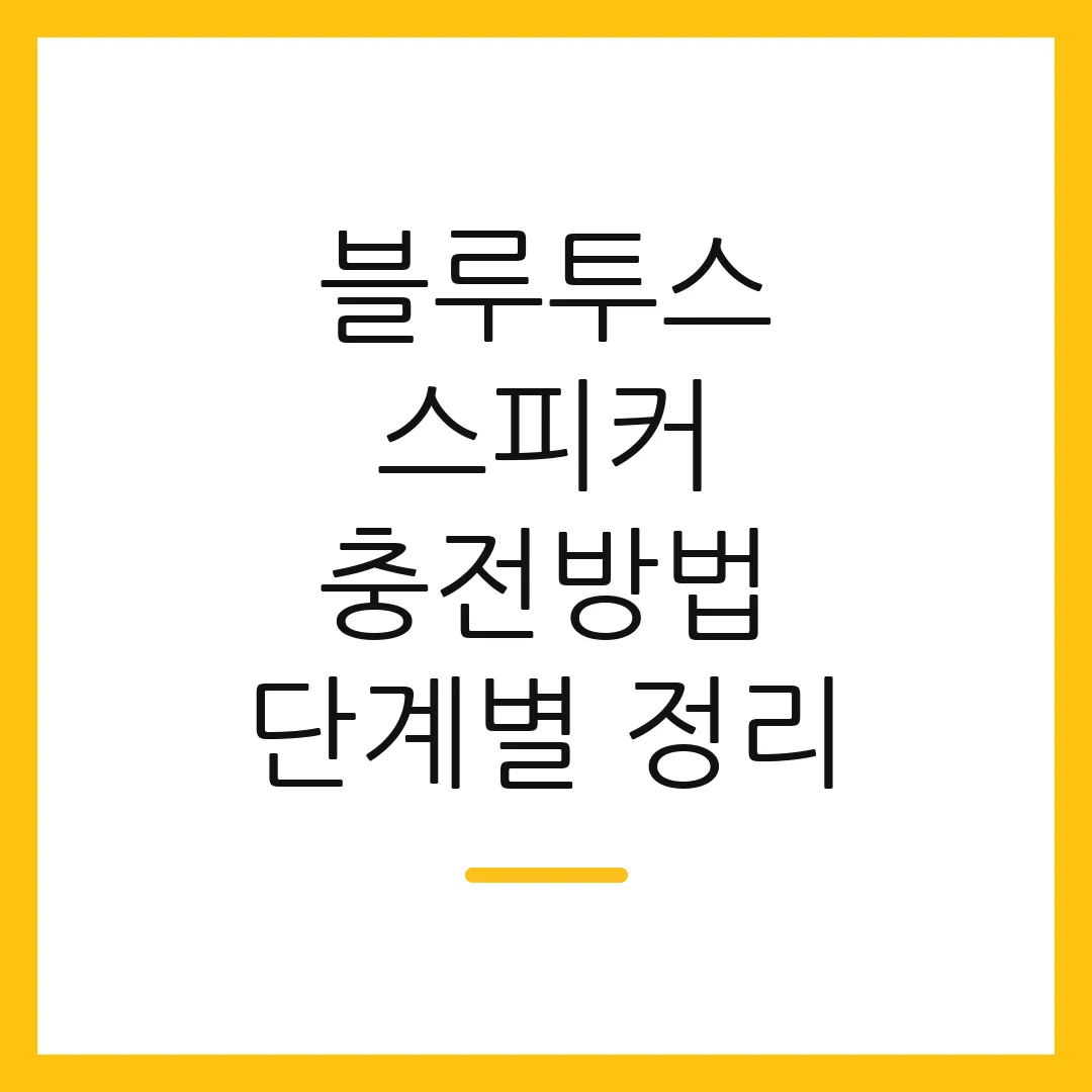 블루투스 스피커 충전방법 단계별 정리